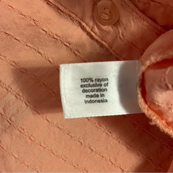 Lane Bryant Orange Button Down Long Sleeve Texturized Blouse Sz 16 - Picture 7 of 8